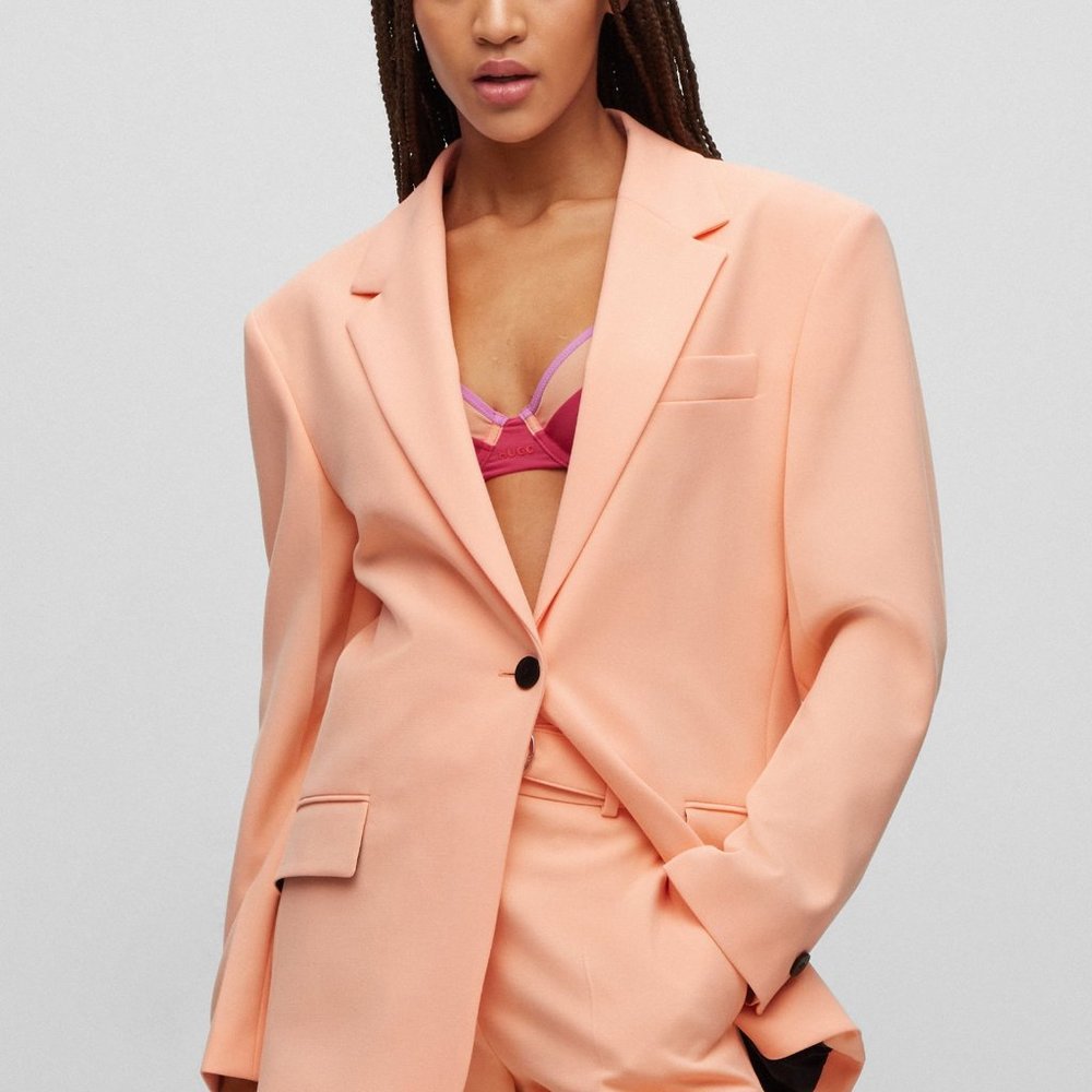 HUGO Oversized-Fit Jacket in Double-Faced Cloth in YELLOW - AGURA - 50495034